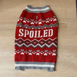 Red and Gray Patterned Dog Sweater Medium